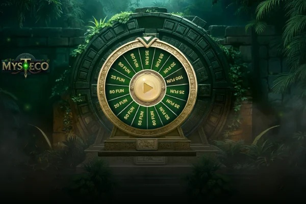 Logo de MYSTECO en letras doradas y verdes con un diseño de estilo antiguo o selvático.
