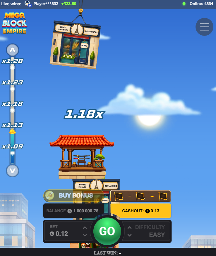 MegaBlock Empire en un celular en formato vertical