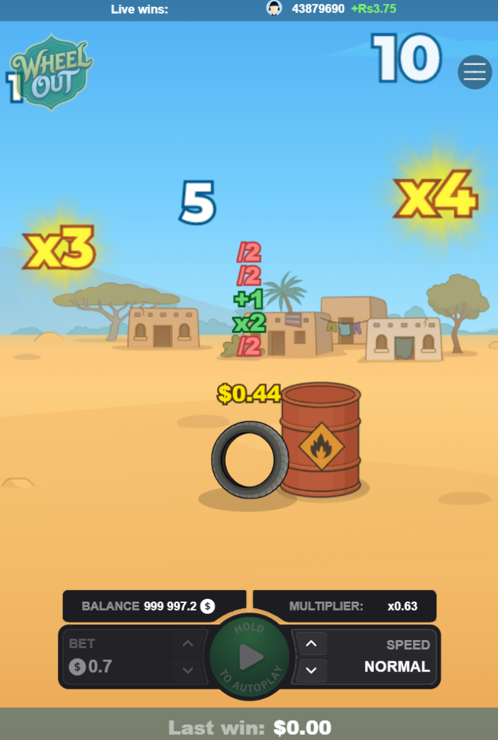 Wheel Out en celular con multiplicadores y barril