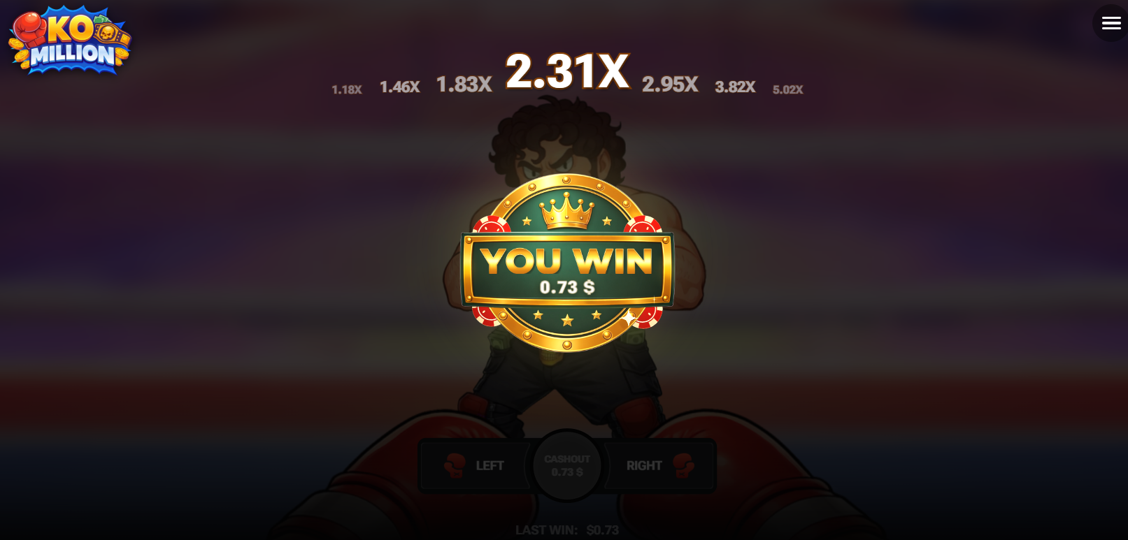 Mensaje You Win de KO Million tras un cobro