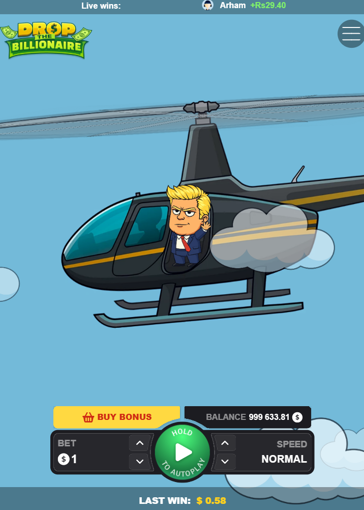 Drop The Billionaire en celular vertical con el botón Buy Bonus